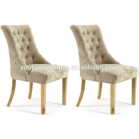 Oak Wood Fabric Luxury Tufted French Dining Chair